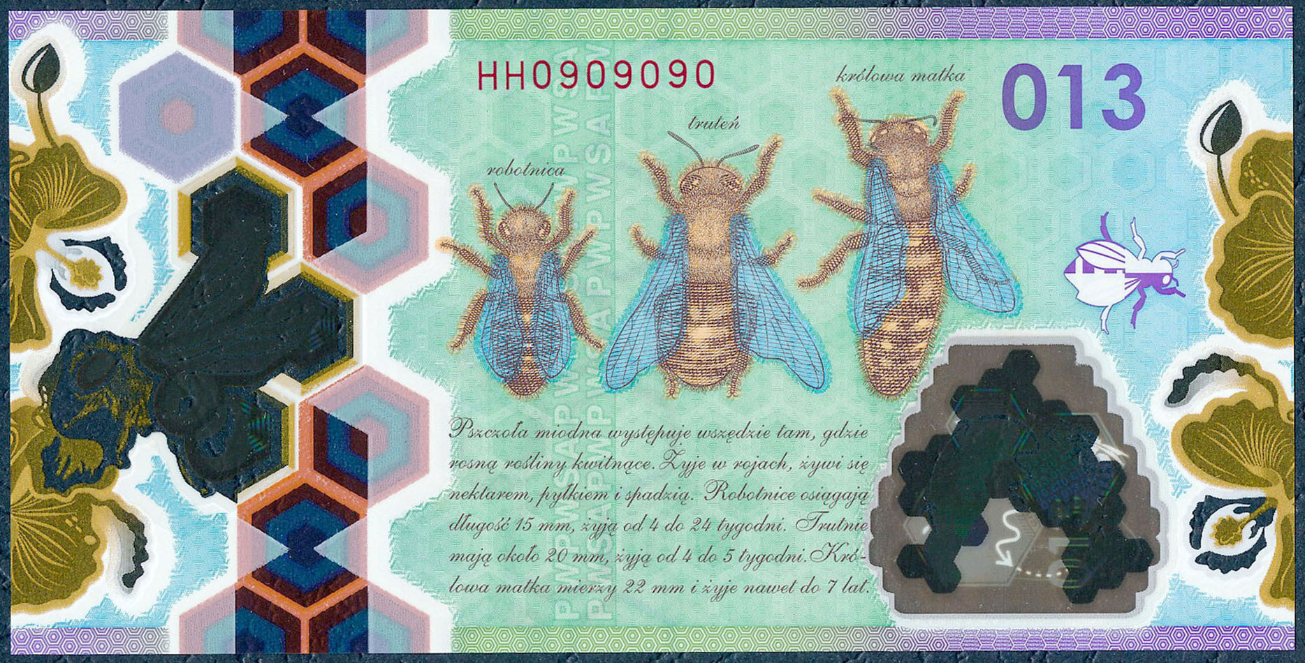 PWPW banknot testowy 2012 (plastik) pszczoła